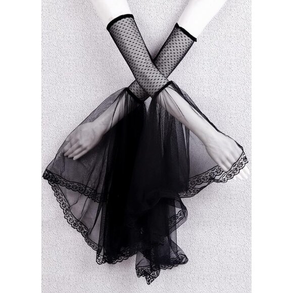 Gothic Black Lace Sleeves Women Witch Vampire Costume Accessories - Picture 6 of 7